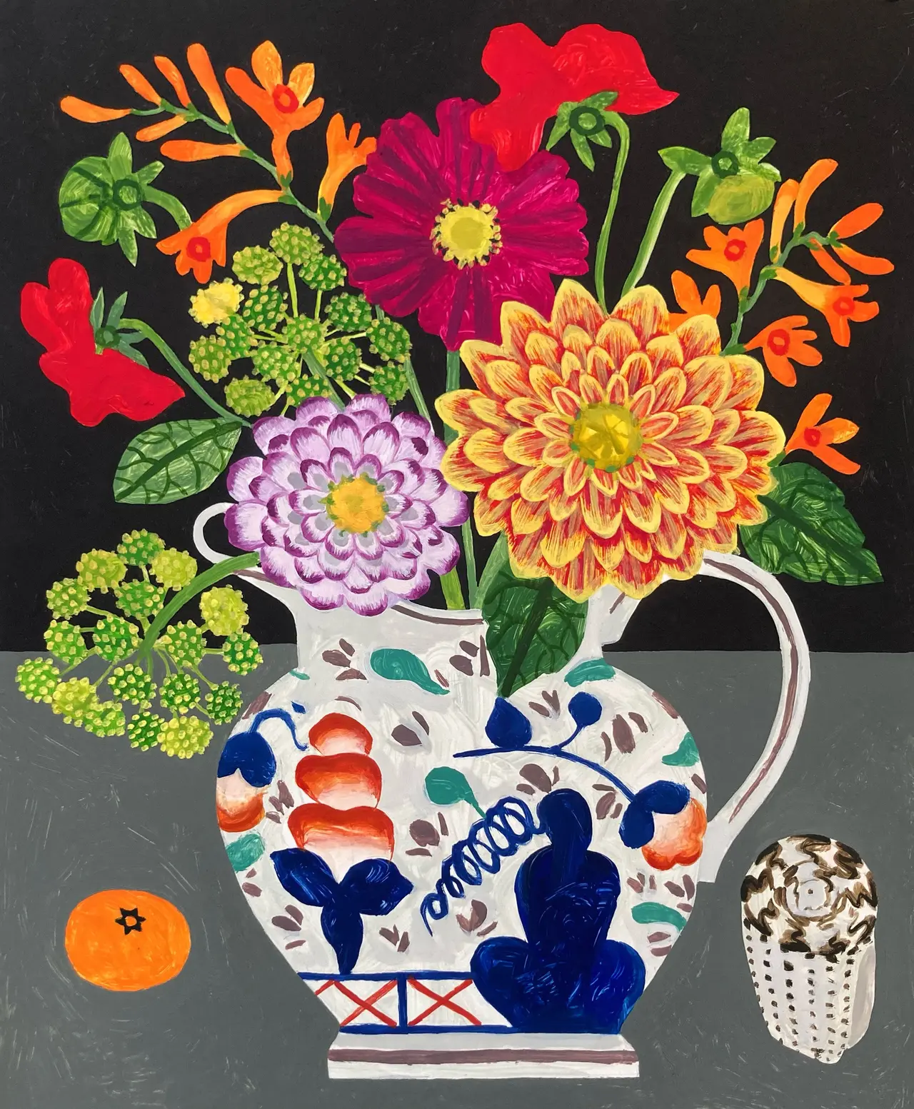 Vanessa Bowman - dahlias, spotted shell and welsh